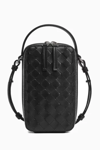 Getaway Phone Pouch in Intrecciato Calfskin Leather