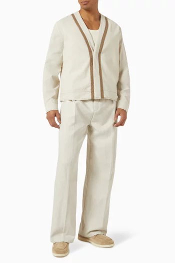 Buttoned Cardigan in Linen-blend