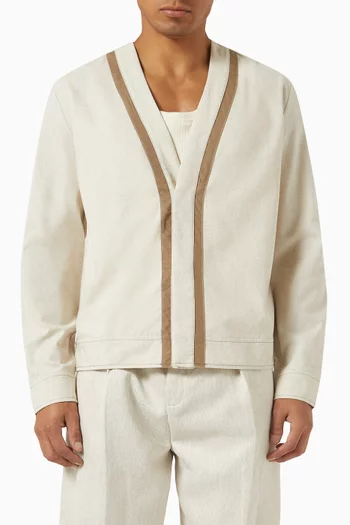 Buttoned Cardigan in Linen-blend