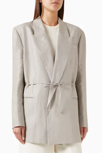 Relaxed-fit Belted Blazer in Linen