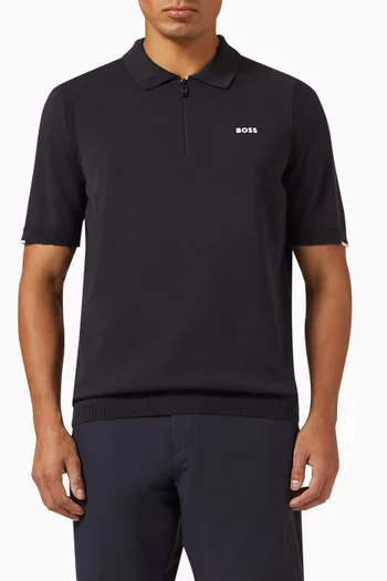 Zip Polo Sweater in Cotton