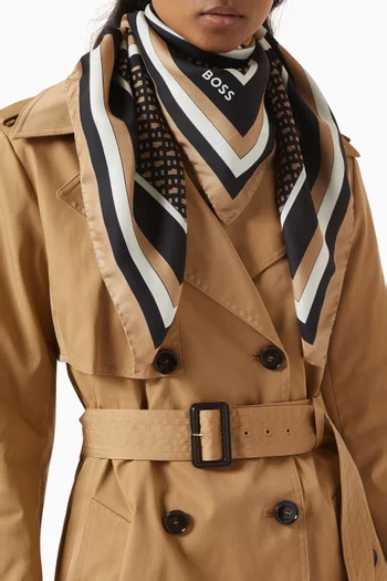 Monogram-print Scarf in Silk Twill