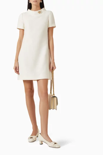 Jewel-heart Mini Dress in Crepe Couture