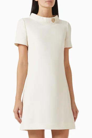 Jewel-heart Mini Dress in Crepe Couture