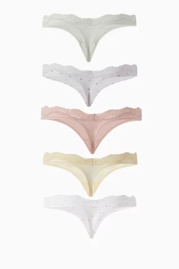 Fits Everybody Lace Dipped Thong 5-Pack