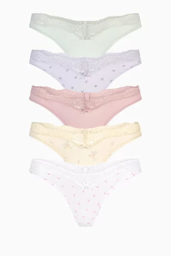 Fits Everybody Lace Dipped Thong 5-Pack
