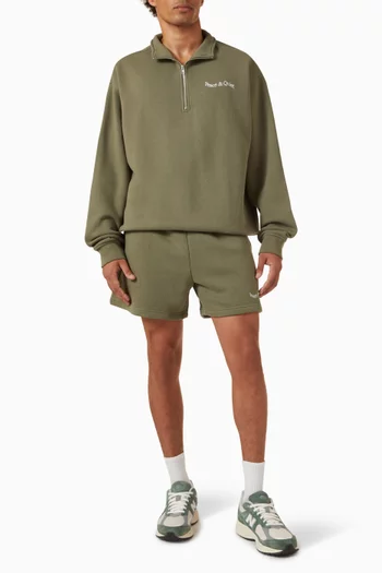 Wordmark Quarter Zip Up Sweatshirt in Cotton