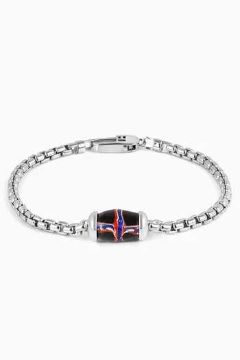 French Cross Bracelet in Rhodium-plated Sterling Silver