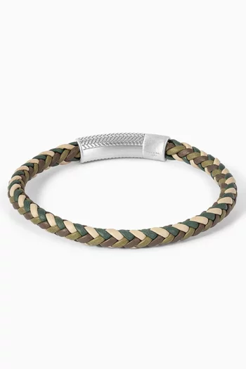 Herringbone Bracelet in Leather & Sterling Silver