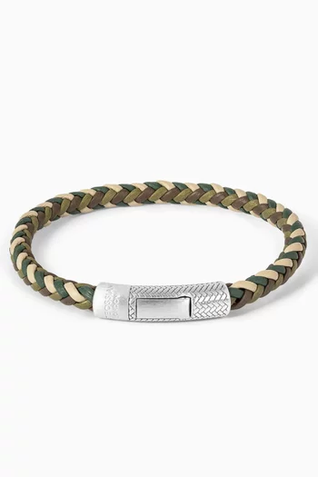 Herringbone Bracelet in Leather & Sterling Silver