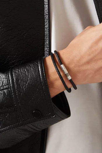 سوار بمشبك ضغط ثماني الأضلاع بتصميم ملفوف بطبقتين جلد