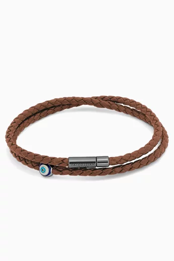 Evil Eye Braided Bracelet in Eco Leather