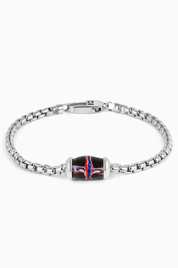 French Cross Bracelet in Rhodium-plated Sterling Silver