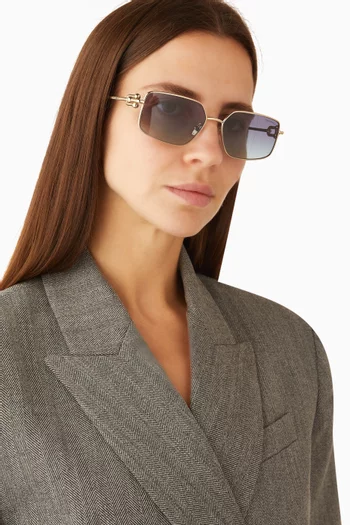 Rectangular Sunglasses in Gold-tone Metal