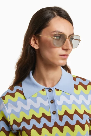 Medusa Square Sunglasses in Gold-tone Metal