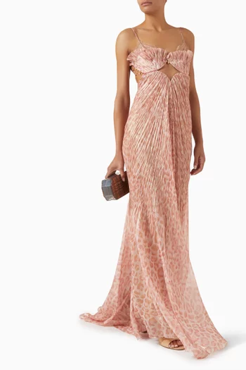Anemona Pleated Gown in Silk Mousseline