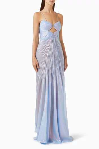 Giada Pleated Gown in Silk Blend