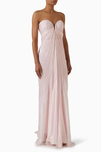 Meilien Pleated Gown in Lurex Chiffon