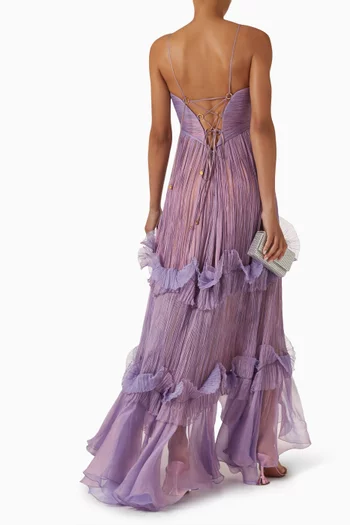 Roxene Ruffle Gown in Silk Mousseline