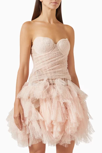 Dewi Ruffle Mini Dress in Tulle