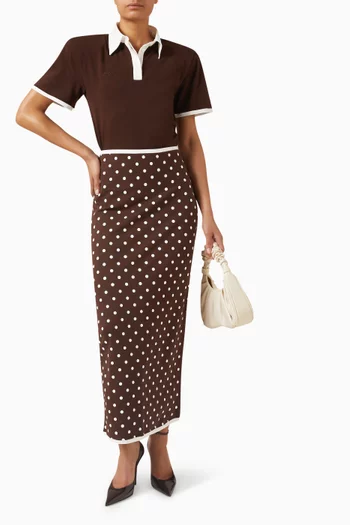 Contrast-trim Maxi Skirt in Jersey