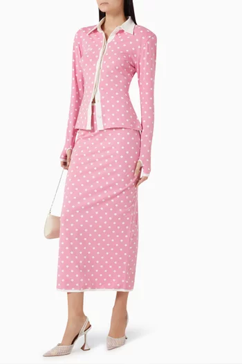 تنورة طويلة بأشرطة بلون مغاير جيرسيه