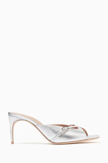 Francine 70 Mule Sandals in Metallic Leather