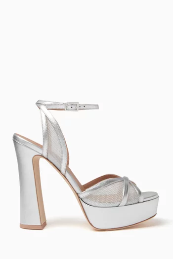 Sylvie 125 Platform Sandals in Mesh & Metallic Leather