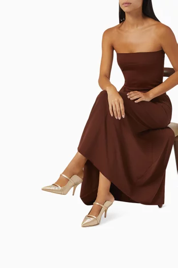 حذاء مورين مفتوح من الخلف مرصع بالكريستال بكعب 70 مم ستان