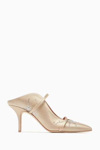 حذاء مورين مفتوح من الخلف مرصع بالكريستال بكعب 70 مم ستان