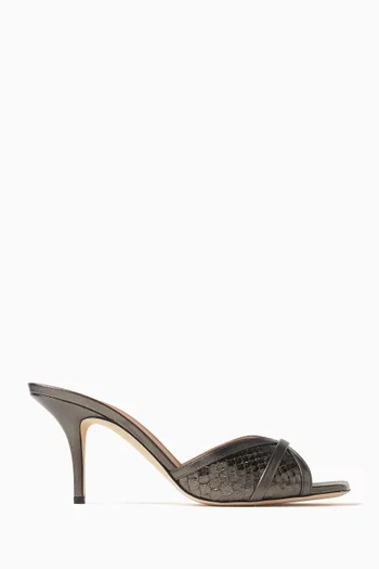 Perla 70 Mule Sandals in Python-embossed Leather