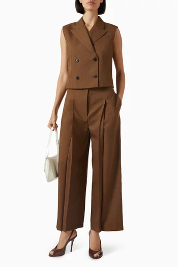 Deep Pleat Pants in City Twill