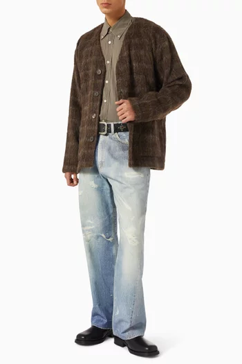 كارديغان دورف بنقشة مربعات مزيج صوف