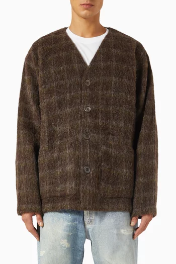 كارديغان دورف بنقشة مربعات مزيج صوف