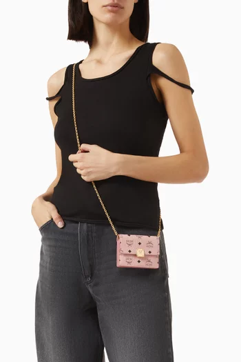 Mini Aren Chain Wallet in Visetos Canvas