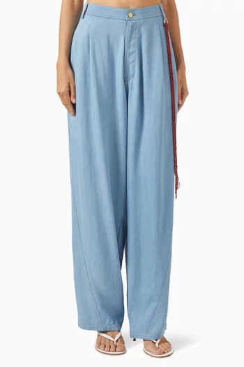 Phebe Crystal Chain Pants in Cotton