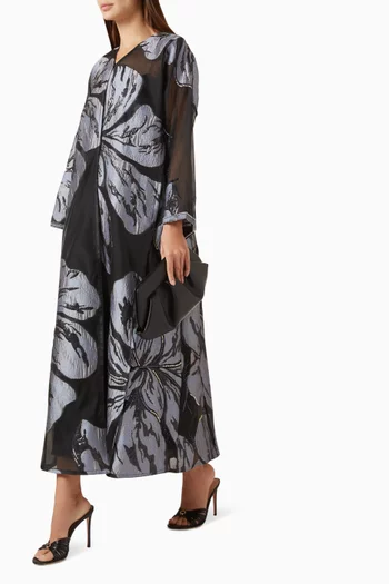 Floral bead-embellished Abaya in Organza