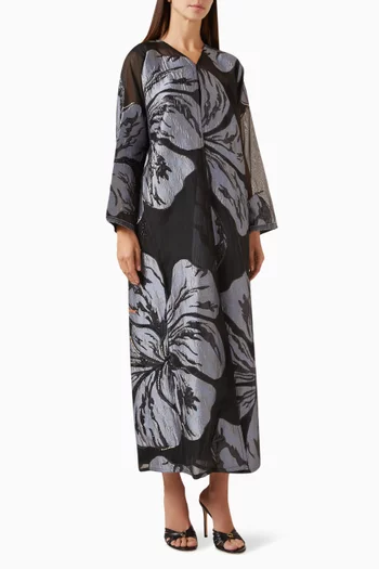 Floral bead-embellished Abaya in Organza