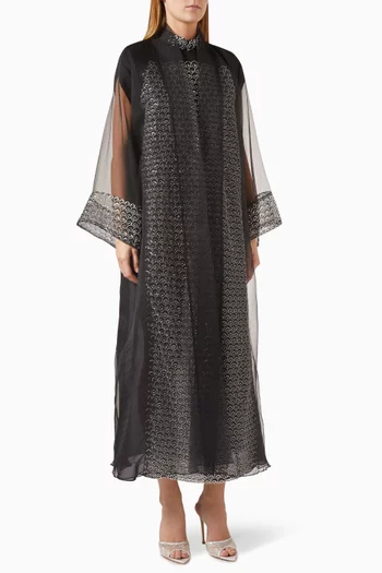 Bead-embellished Abaya Set in Tulle