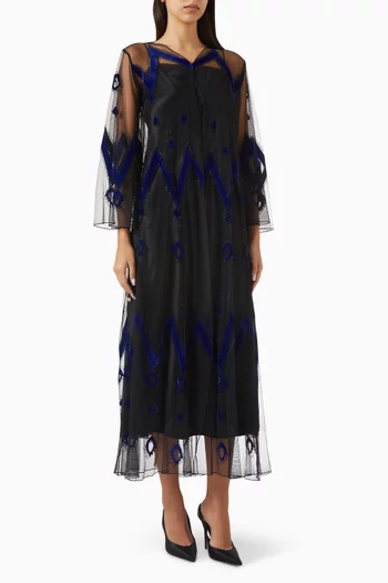 Crystal-embellished Abaya in Tulle