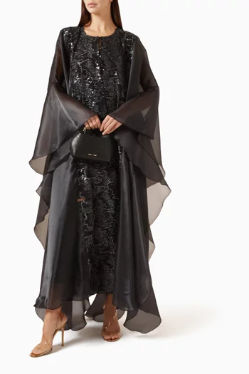 Sequin-embellished Abaya in Organza