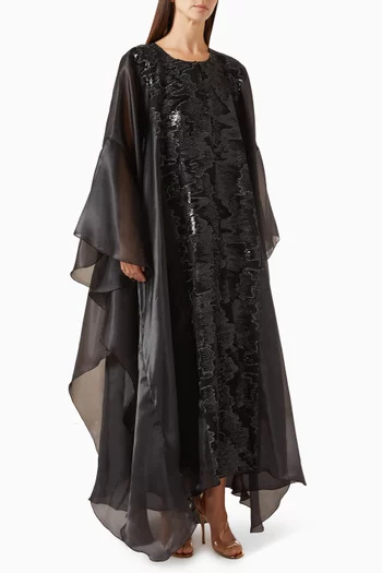 Sequin-embellished Abaya in Organza
