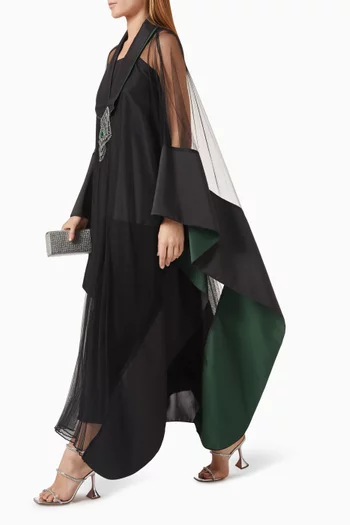 Stone-embellished Abaya in Organza