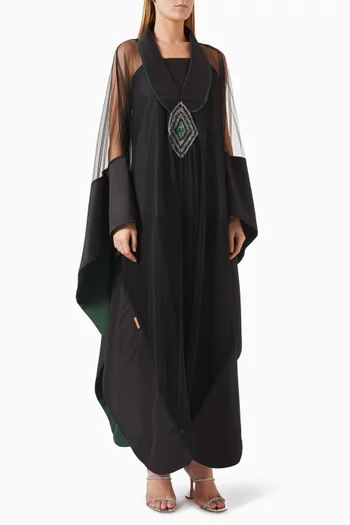 Stone-embellished Abaya in Organza