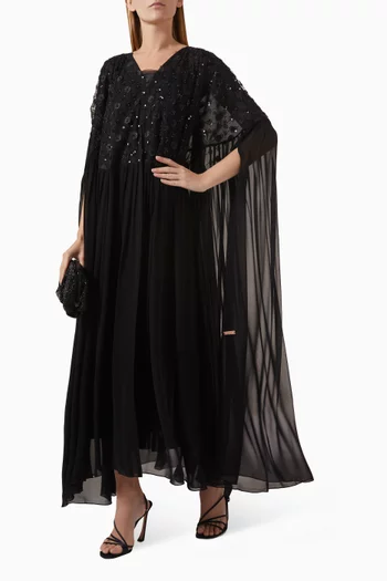 Floral Embellished Abaya in Chiffon