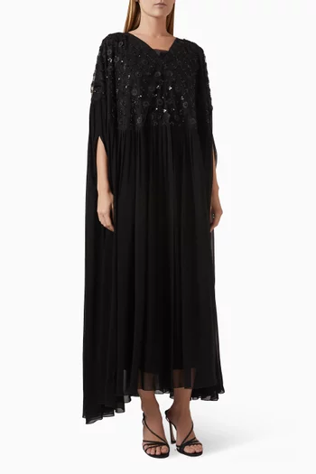 Floral Embellished Abaya in Chiffon