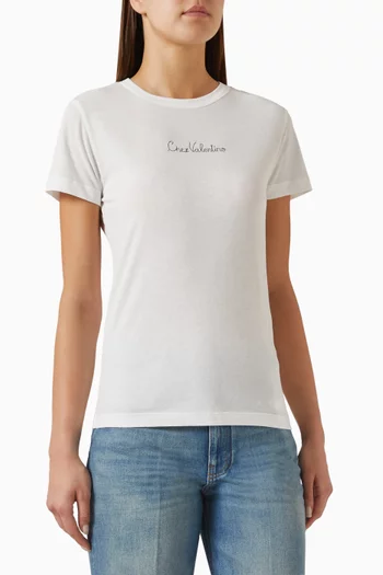 تي شيرت بشعار Chez Valentino‏ قطن جيرسيه