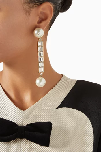 San Fin Swarovski® & Pearl Earrings in Gold-tone Metal