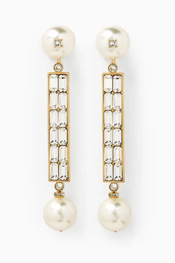 San Fin Swarovski® & Pearl Earrings in Gold-tone Metal