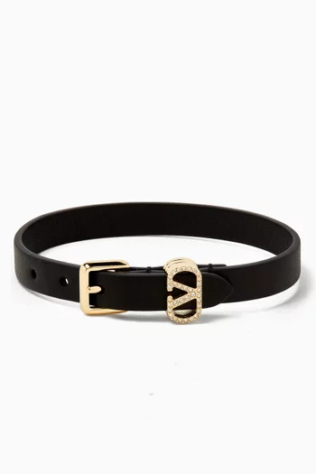 Ovalette Strass Bracelet in Leather